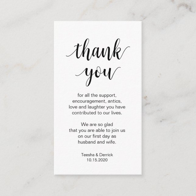 Wedding Thank you, Modern Simple Script Enclosure Card (Front)