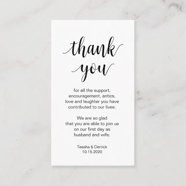 Wedding Thank you, Modern Simple Script Enclosure Card | Zazzle