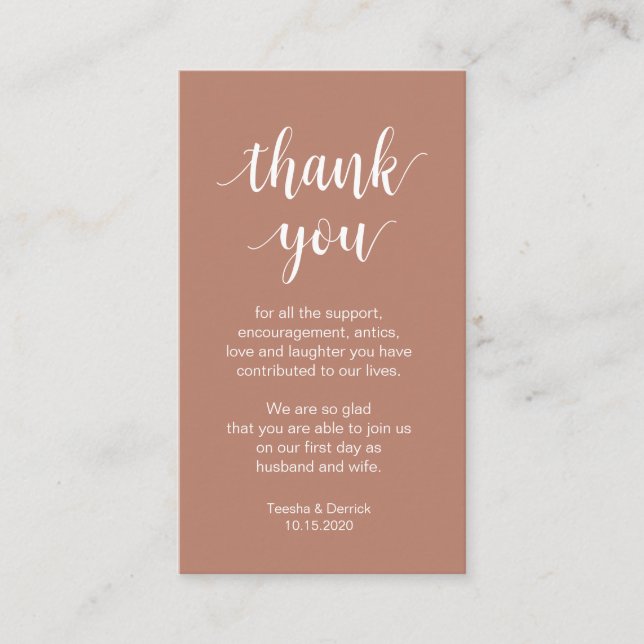 Wedding Thank you, Modern Simple Script Enclosure Card (Front)