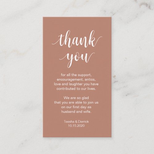 Wedding Thank you Modern Simple Script Enclosure Card