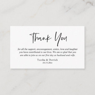 Wedding Thank you, Modern Simple Script Enclosure Card