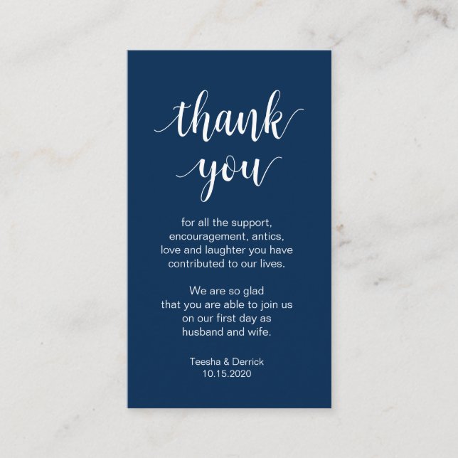 Wedding Thank you, Modern Simple Script Enclosure Card (Front)