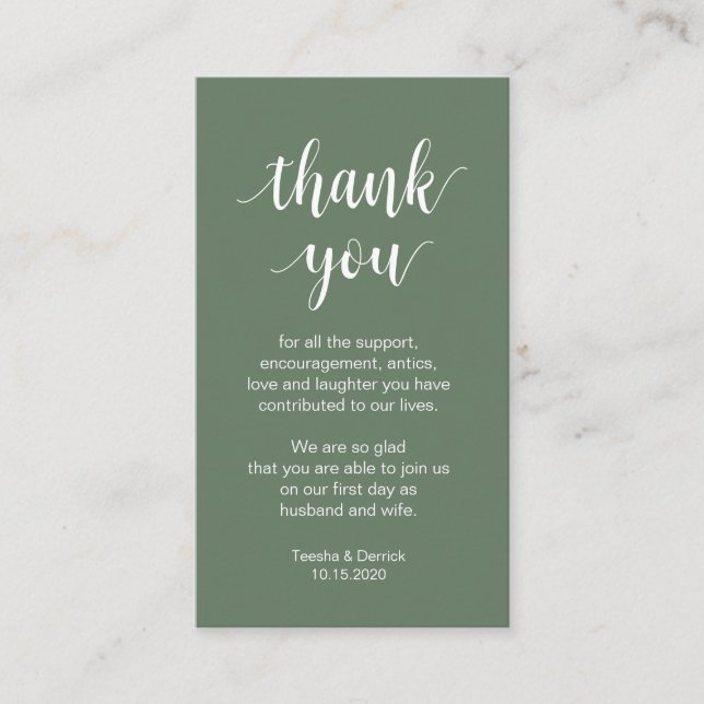 Wedding Thank you, Modern Simple Script Enclosure Card (Front)