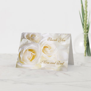 Wedding Thank you Mom and Dad Card, white roses Card