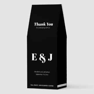 Wedding Thank You Monogram Black and White Roasted Coffee