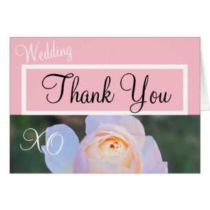Wedding Thank You Monogram Pastel Pink Rose Cards