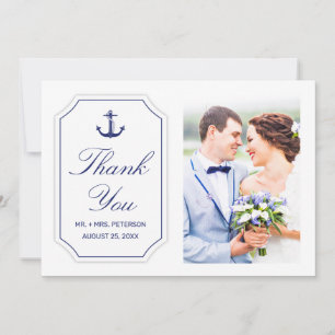 Wedding Thank You Nautical Anchor White Photo Card