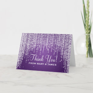 Wedding "Thank you" Night Dazzle Purple Letterpress Thank You Card