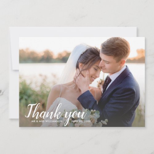 Wedding Thank You Note Backside One Large Photo