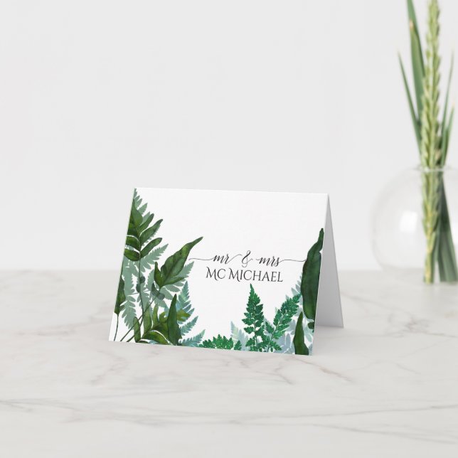 Wedding Thank You Note Botanical Fern Leaf Foliage Card (Front)