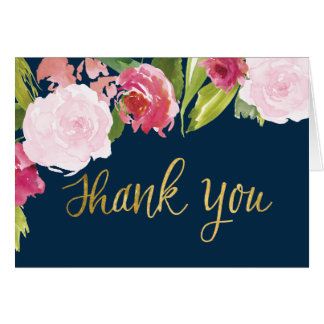 Wedding Thank You Note Card - Navy and Gold