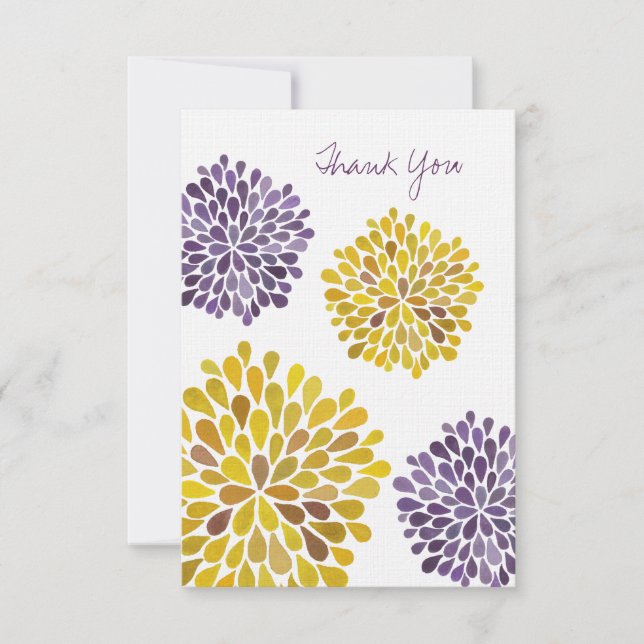 Wedding Thank You Note Cards Watercolor Dahlias (Front)