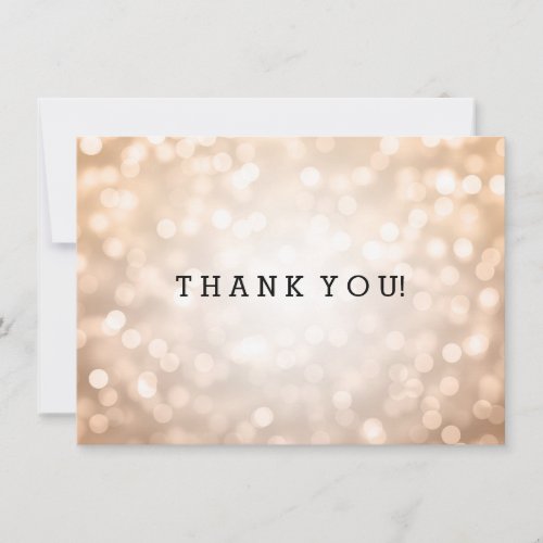 Wedding Thank You Note Copper Glitter Lights