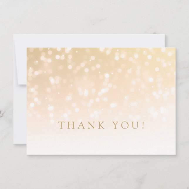 Wedding Thank You Note Gold Bokeh Sparkle Lights Card (Front)
