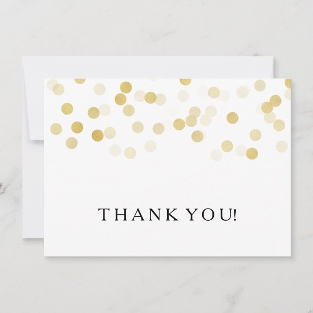 Wedding Thank You Note Gold Foil Glitter Lights Card (Front)