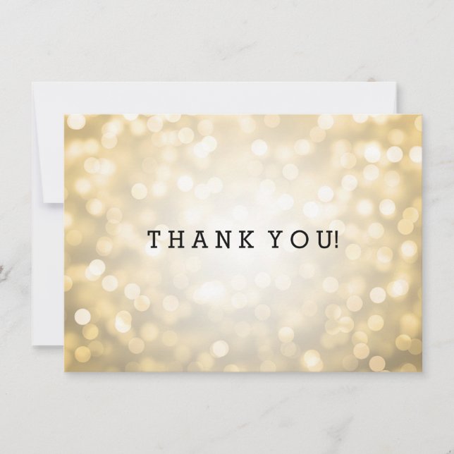Wedding Thank You Note Gold Glitter Lights Card (Front)