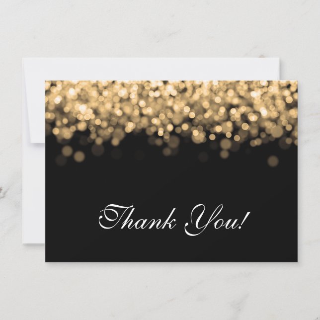 Wedding Thank You Note Gold Lights Card (Front)
