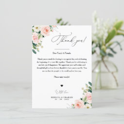 Wedding Thank You Note, In Lieu Of Favor Cards | Zazzle