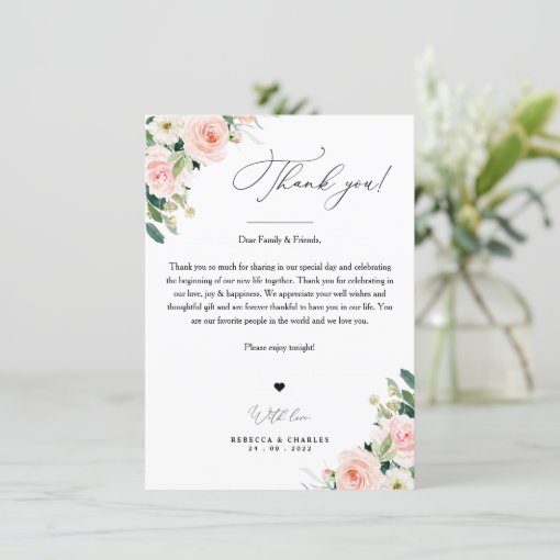 Wedding Thank You Note, In Lieu Of Favor Cards 