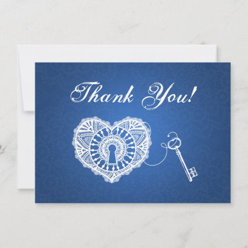Wedding Thank You Note Key To My Heart Blue
