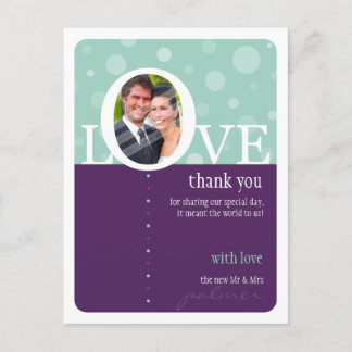 WEDDING THANK YOU NOTE :: LOVEbubbles 6 Postcard