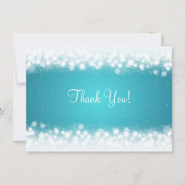 Wedding Thank You Note Magic Sparkle Turquoise (Front)
