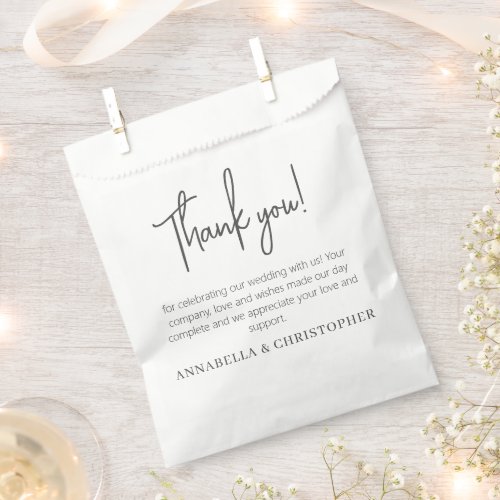 Wedding Thank you Note Minimalist Stylish Favor Bag