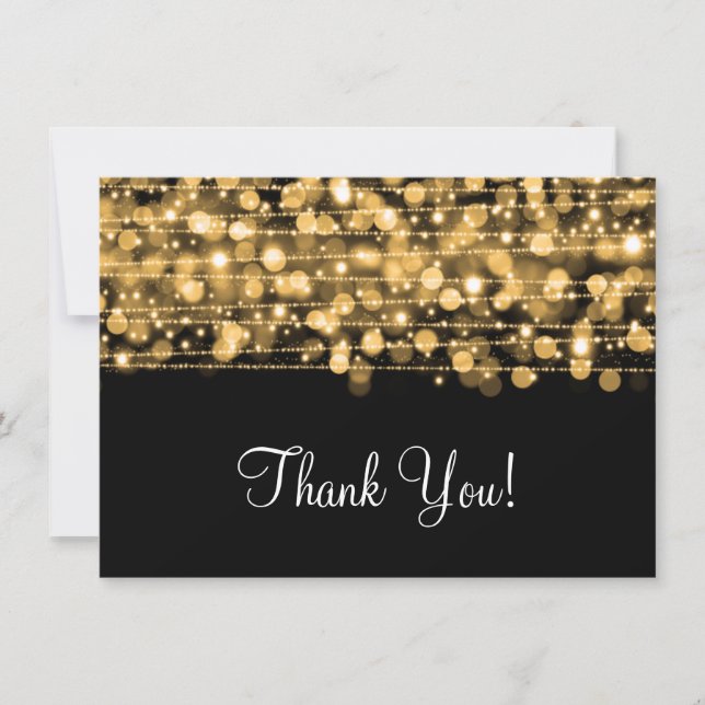 Wedding Thank You Note Party Sparkles Gold Card (Front)