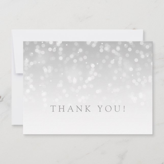 Wedding Thank You Note Silver Bokeh Sparkle Lights Card (Front)