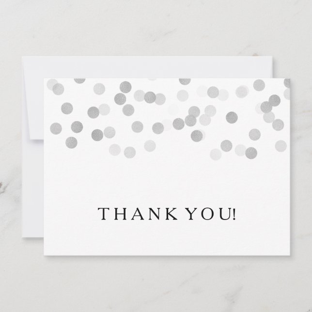Wedding Thank You Note Silver Foil Glitter Lights (Front)