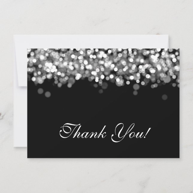 Wedding Thank You Note Silver Lights (Front)
