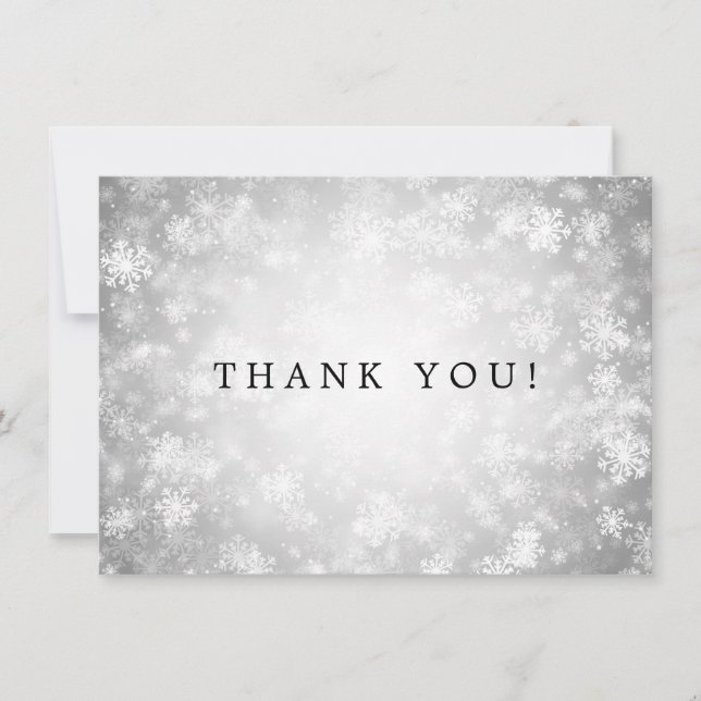 Wedding Thank You Note Silver Winter Wonderland Card (Front)