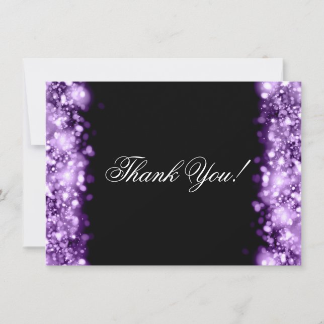 Wedding Thank You Note Sparkling Lights Purple (Front)