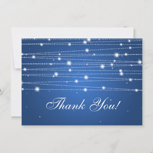 Wedding Thank You Note Sparkling Lines Sapphire Card (Front)