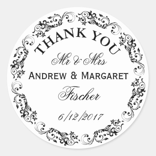 Wedding Thank You Note Stickers Personalized