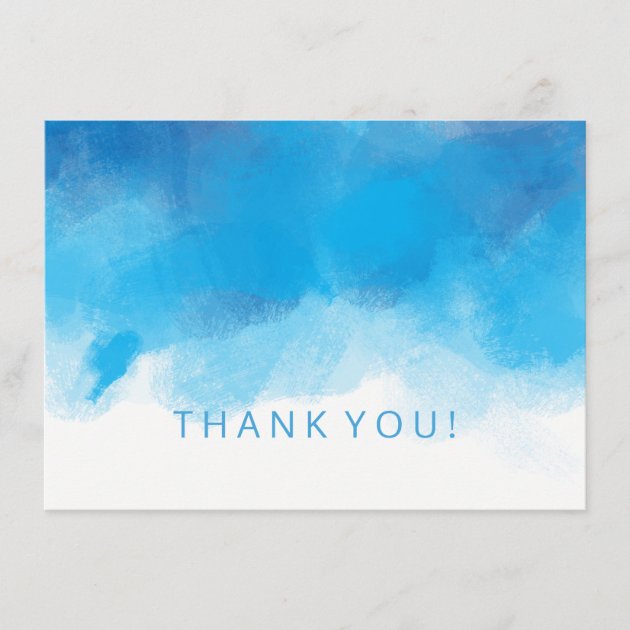 Wedding Thank You Note Summer Blue Watercolor