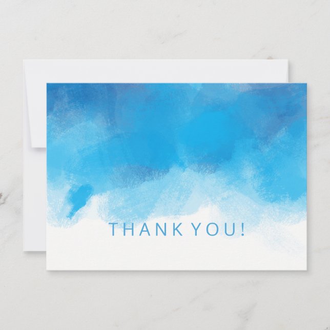 Wedding Thank You Note Summer Blue Watercolor (Front)