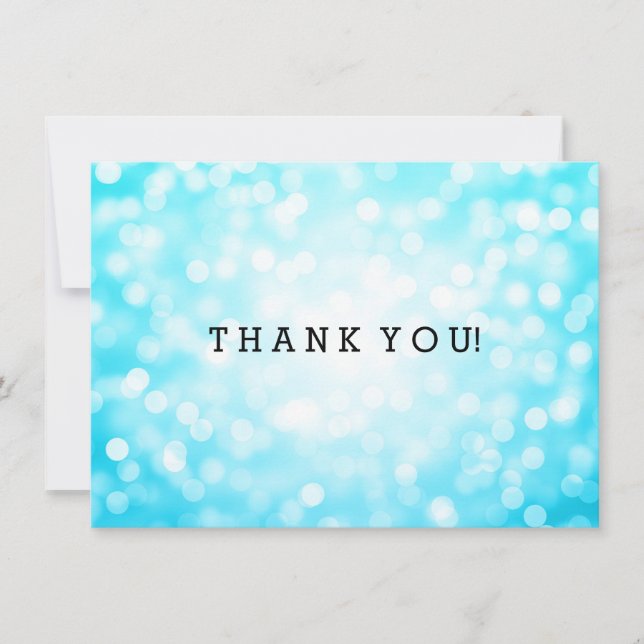 Wedding Thank You Note Turquoise Glitter Lights (Front)