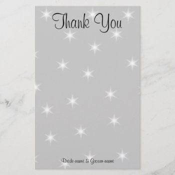 Wedding Thank You  Pale Gray With White Stars. Stationery by Metarla_Weddings at Zazzle