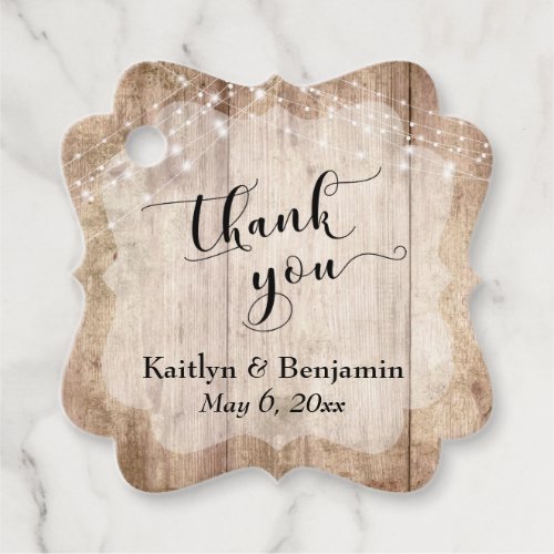 Wedding Thank You Pale Wood  Lights Favor Tags