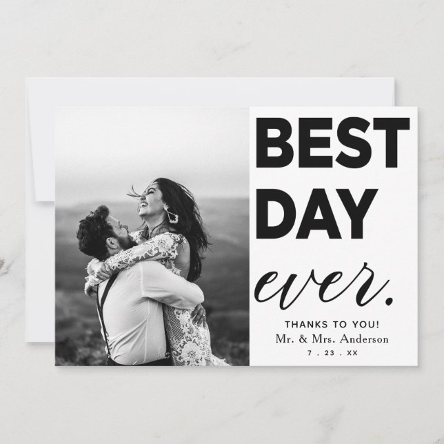 Wedding Thank You Photo Best Day Ever Card (Front)