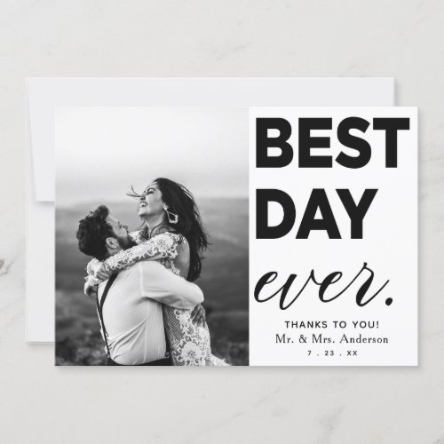 Wedding Thank You Photo Best Day Ever Card