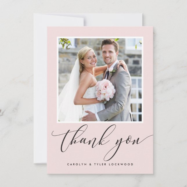 WEDDING THANK YOU photo calligraphy blush pink (Front)