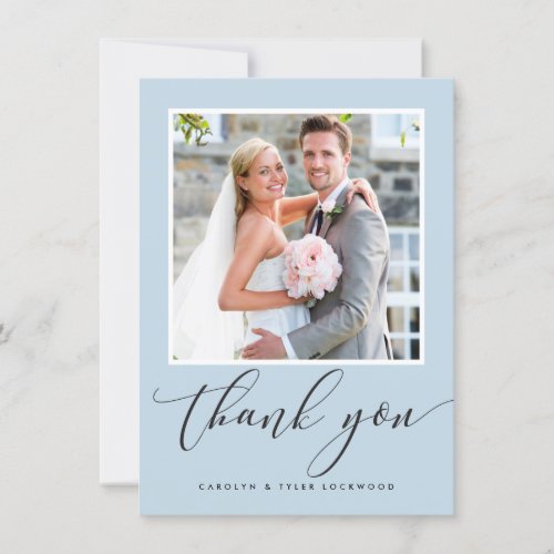 WEDDING THANK YOU photo calligraphy duck egg blue