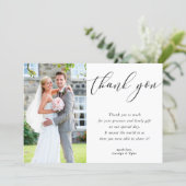 WEDDING THANK YOU photo calligraphy elegant black | Zazzle