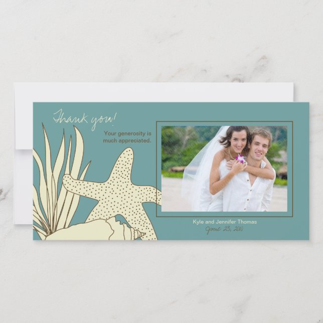 Wedding Thank You Photo Card - Beach Theme (Front)
