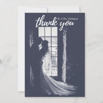 Wedding Thank You Photo Card. Modern Typography by RemioniArt at Zazzle