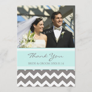 Wedding Thank You Photo Cards Blue Gray Chevron