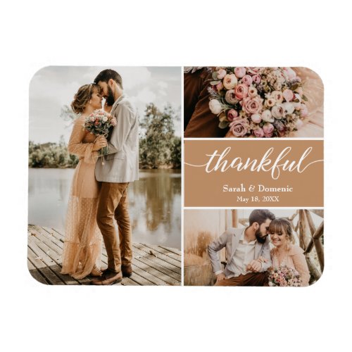 Wedding Thank you Photo Collage Brown Magnet