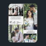 Wedding Thank You Photo Collage  Magnet<br><div class="desc">Thank you wedding magnets in a four photo collage design - Add your custom message,  last name and favorite four wedding day photos and mail to family and friends. A beautiful keepsake they will love!</div>